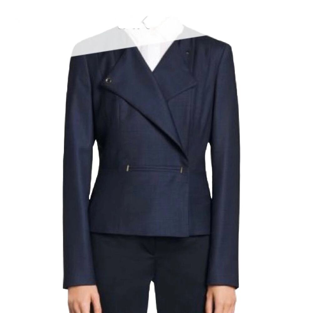 BOSS Hugo Boss Virgin Wool Jacket SZ 10 | Blue Minimalist Office Siren Blazer
